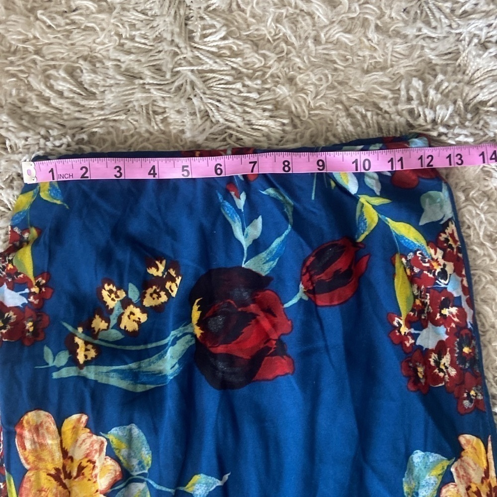 NWT BOG Collective Boho Tropical Pisa Teal Floral Ruffle Slip Skirt Gypsy XS - Picture 6 of 10